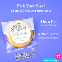 Custom Text Stickers & Clear Cookie Bags -  Boho Botanical
