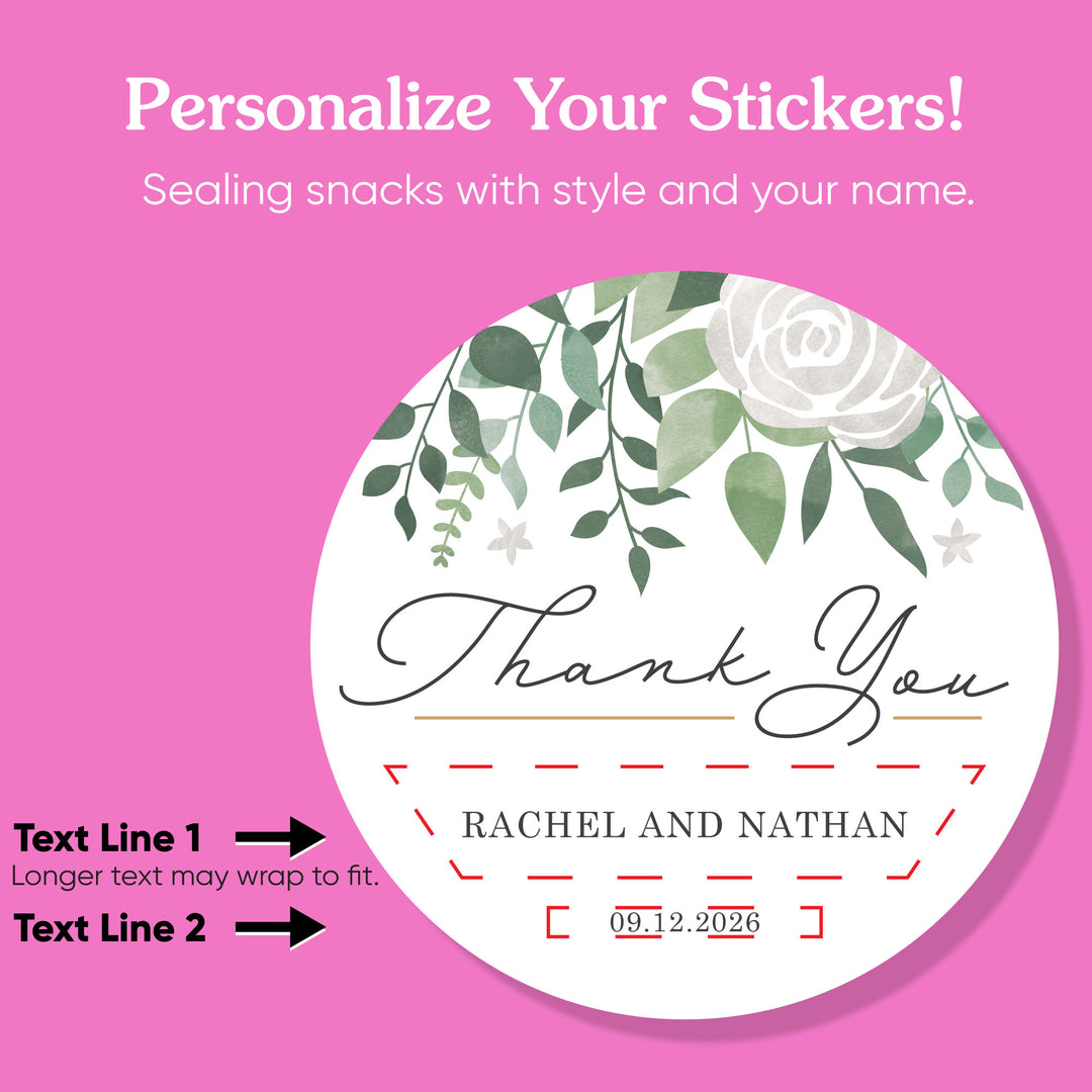 Custom Text Stickers & Clear Cookie Bags -  Boho Botanical