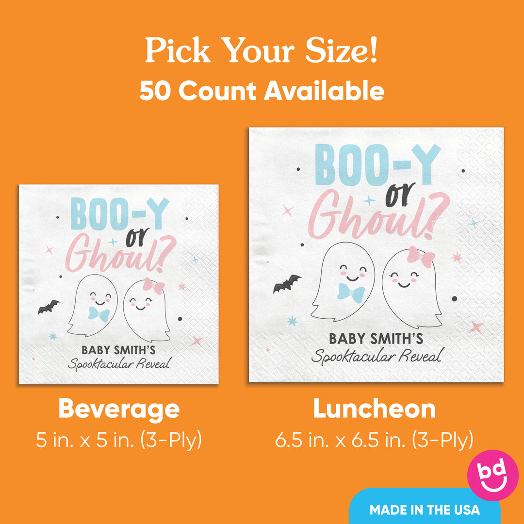 Custom Text Napkins - Boo-y or Ghoul - 50 Ct