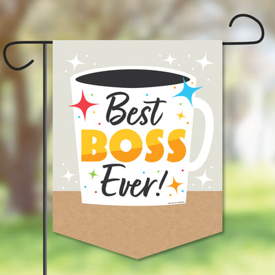 Happy Boss's Day - Outdoor Home Decorations - Double-Sided Best Boss Ever Garden Flag - 12 x 15.25 inches