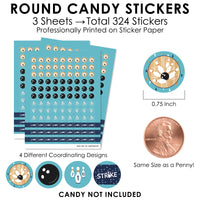 Strike Up the Fun - Bowling - Birthday Party or Baby Shower Small Round Candy Stickers - Party Favor Labels - 324 Count