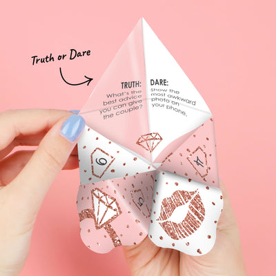 Bride Squad - Rose Gold Bridal Shower or Bachelorette Party Cootie Catcher Game - Truth or Dare Fortune Tellers - Set of 12