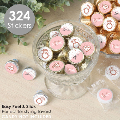 Bride Squad - Rose Gold Bridal Shower or Bachelorette Party Small Round Candy Stickers - Party Favor Labels - 324 Count