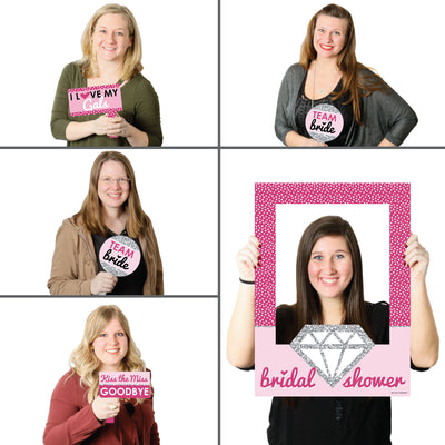 Bride-to-Be - Bridal Shower Selfie Photo Booth Picture Frame & Props - Printed on Sturdy Material