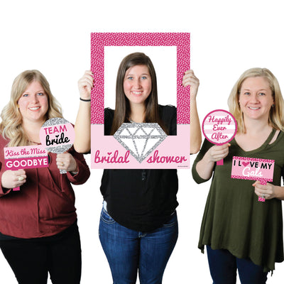 Bride-to-Be - Bridal Shower Selfie Photo Booth Picture Frame & Props - Printed on Sturdy Material