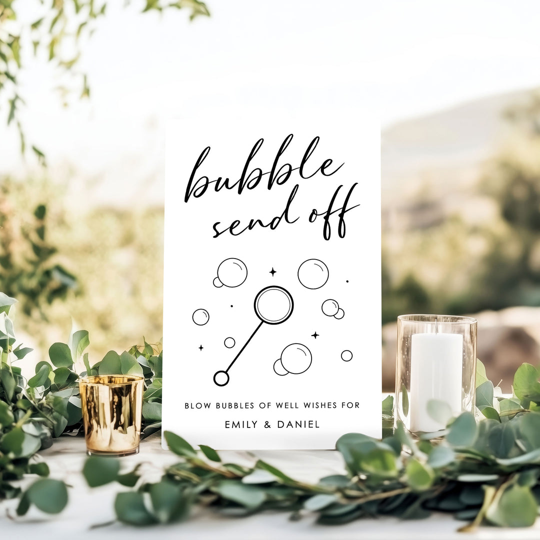 Personalized Bubble Send Off Wedding Sign