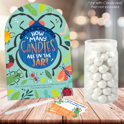 Buggin' Out - How Many Candies Bugs Birthday Party Game - 1 Stand and 40 Cards - Candy Guessing Game