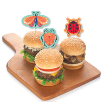 Buggin' Out - Dessert Cupcake Toppers - Bugs Birthday Party Clear Treat Picks - Set of 24