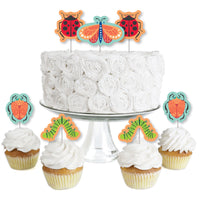 Buggin' Out - Dessert Cupcake Toppers - Bugs Birthday Party Clear Treat Picks - Set of 24