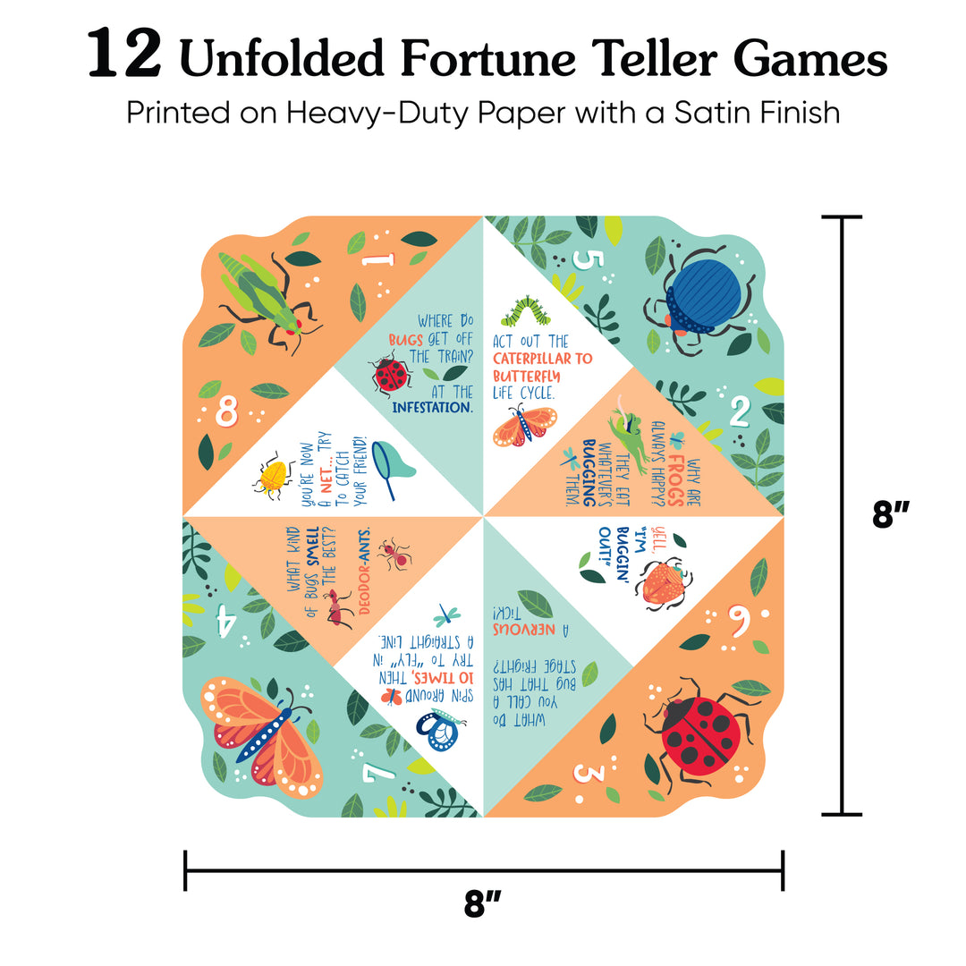 Buggin' Out - Bugs Birthday Party Cootie Catcher Game - Jokes and Dares Fortune Tellers - Set of 12