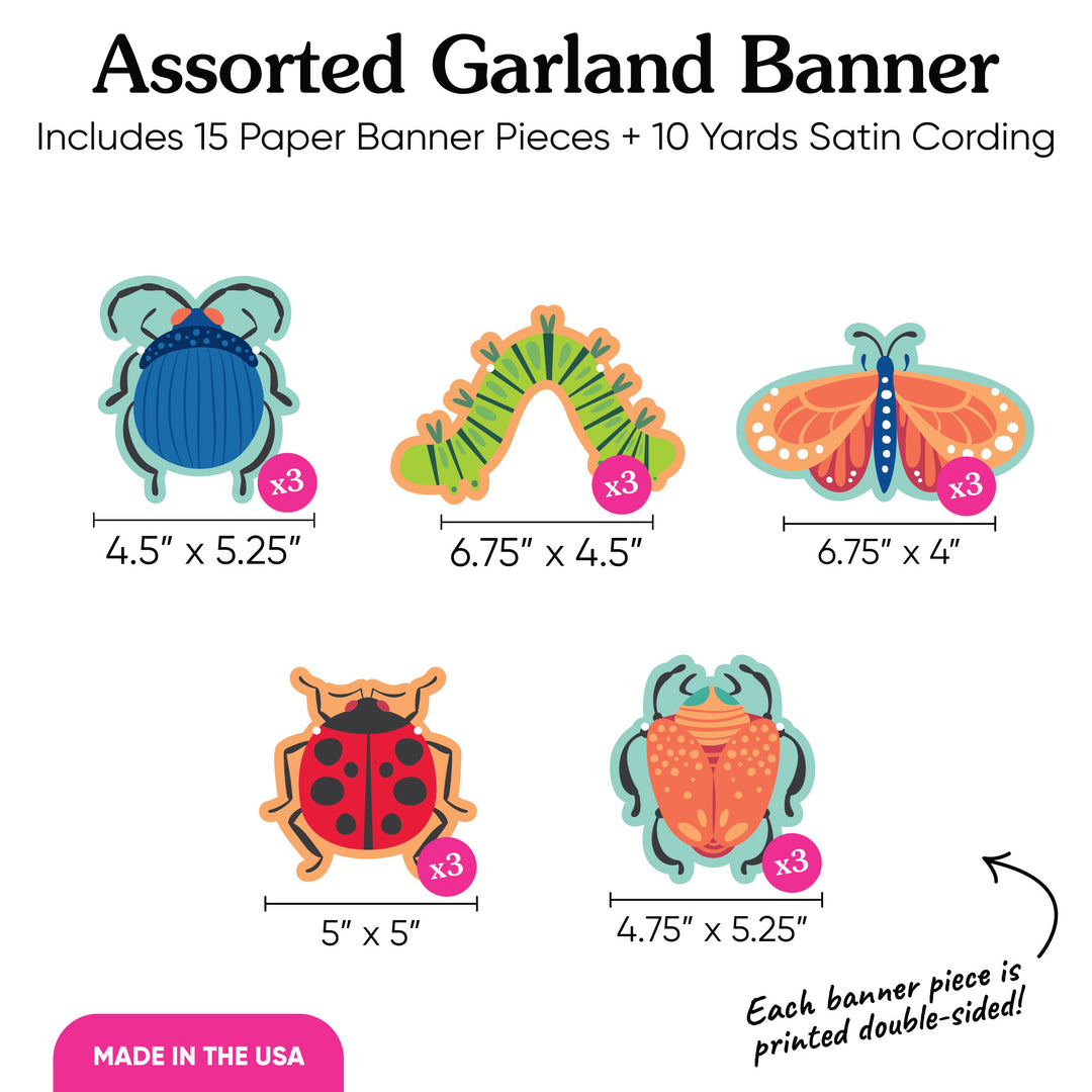Bug themed birthday party garland banner decoration for walls and tables.”