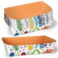 Bug party paper food trays – disposable insect themed snack boats for children’s bug themed party.