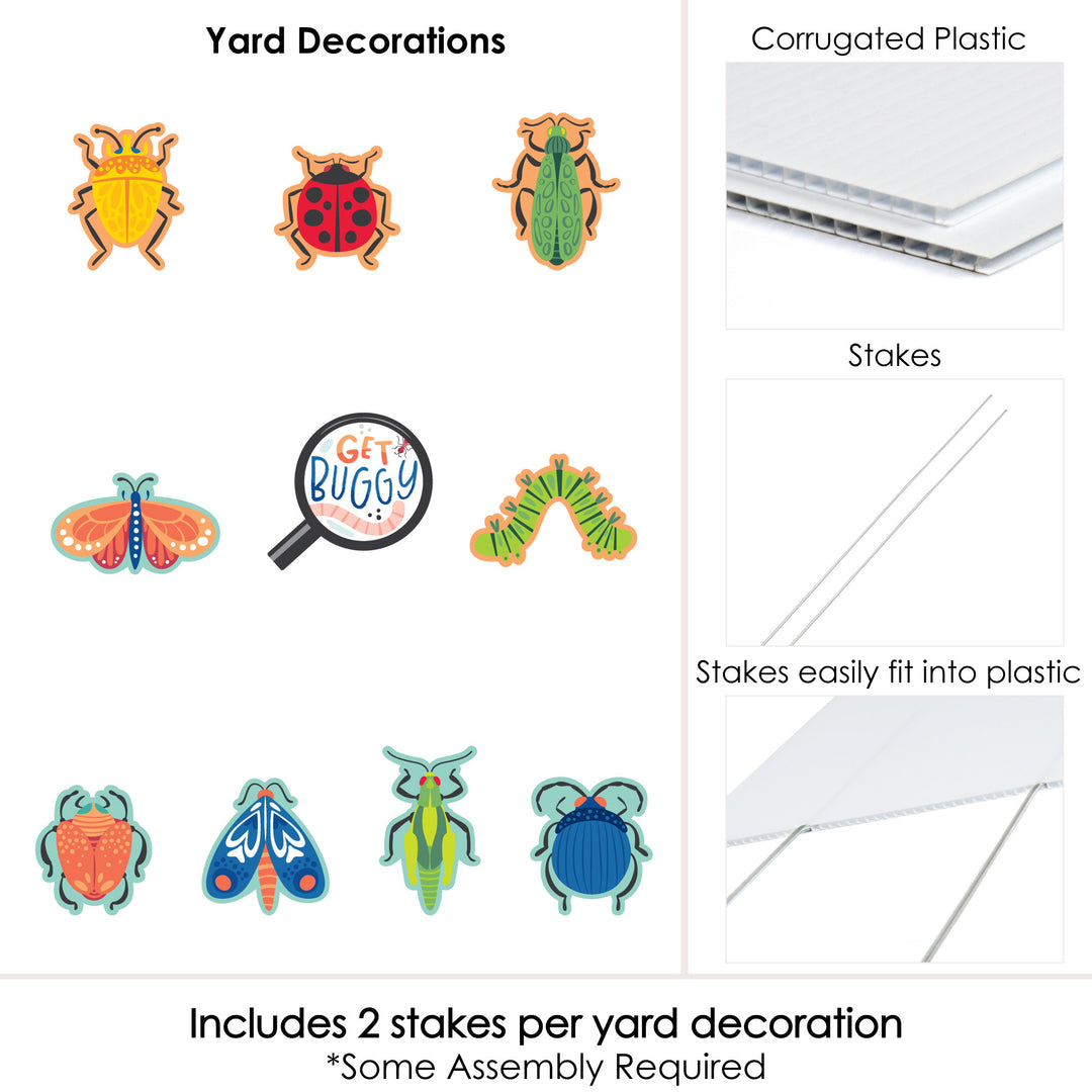 Buggin' Out - Lawn Decorations - Outdoor Bugs Birthday Party Yard Decorations - 10 Piece