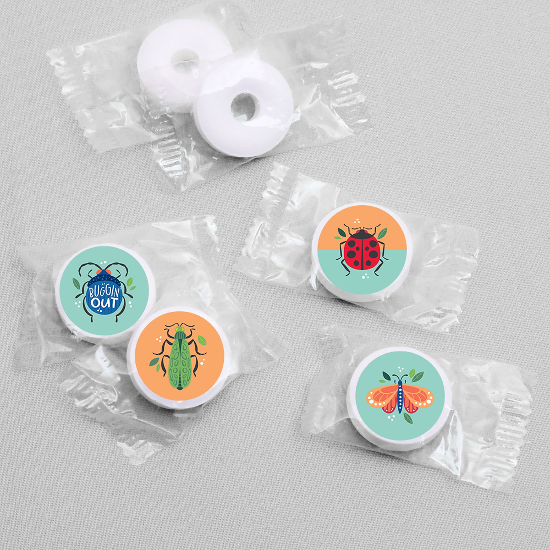 Buggin' Out - Bugs Birthday Party Round Candy Sticker Favors - Labels ...