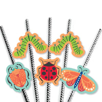 Buggin' Out - Paper Straw Decor - Bugs Birthday Party Striped Decorative Straws - Set of 24