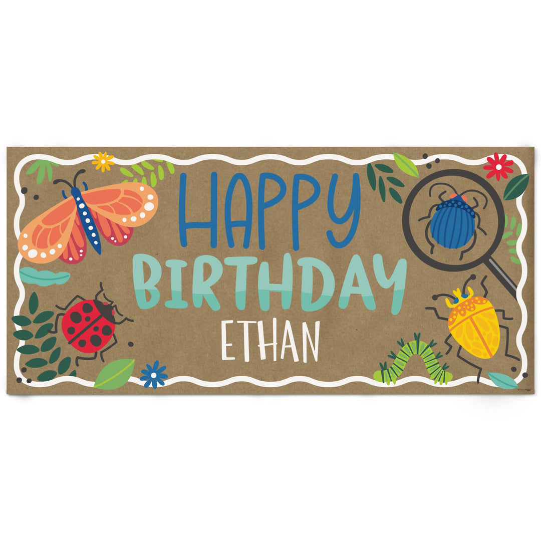 Personalized Bug Happy Birthday kraft paper banner