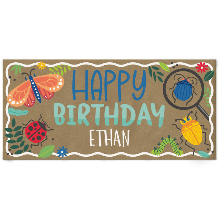 Personalized Bug Happy Birthday kraft paper banner