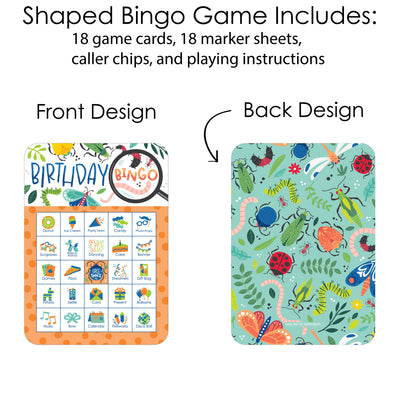 Buggin' Out - Picture Bingo Cards and Markers - Bugs Birthday Party Bingo Game - Set of 18