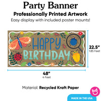 Bug birthday banner 48x22.5 inches with 8 mounts
