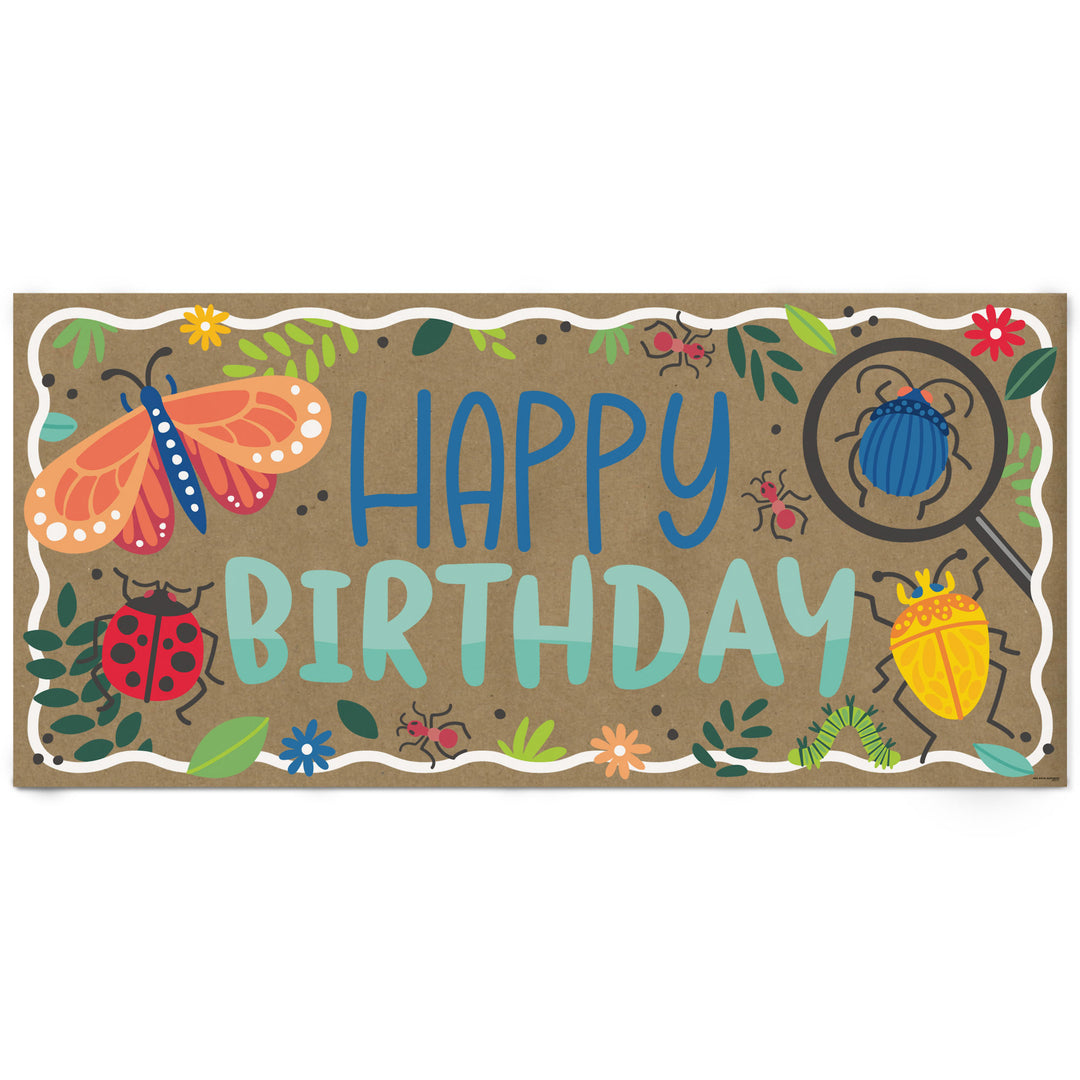 Bug happy birthday kraft paper banner insect theme