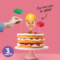 Custom Face Building Blocks Cake Topper - 3 Pc
