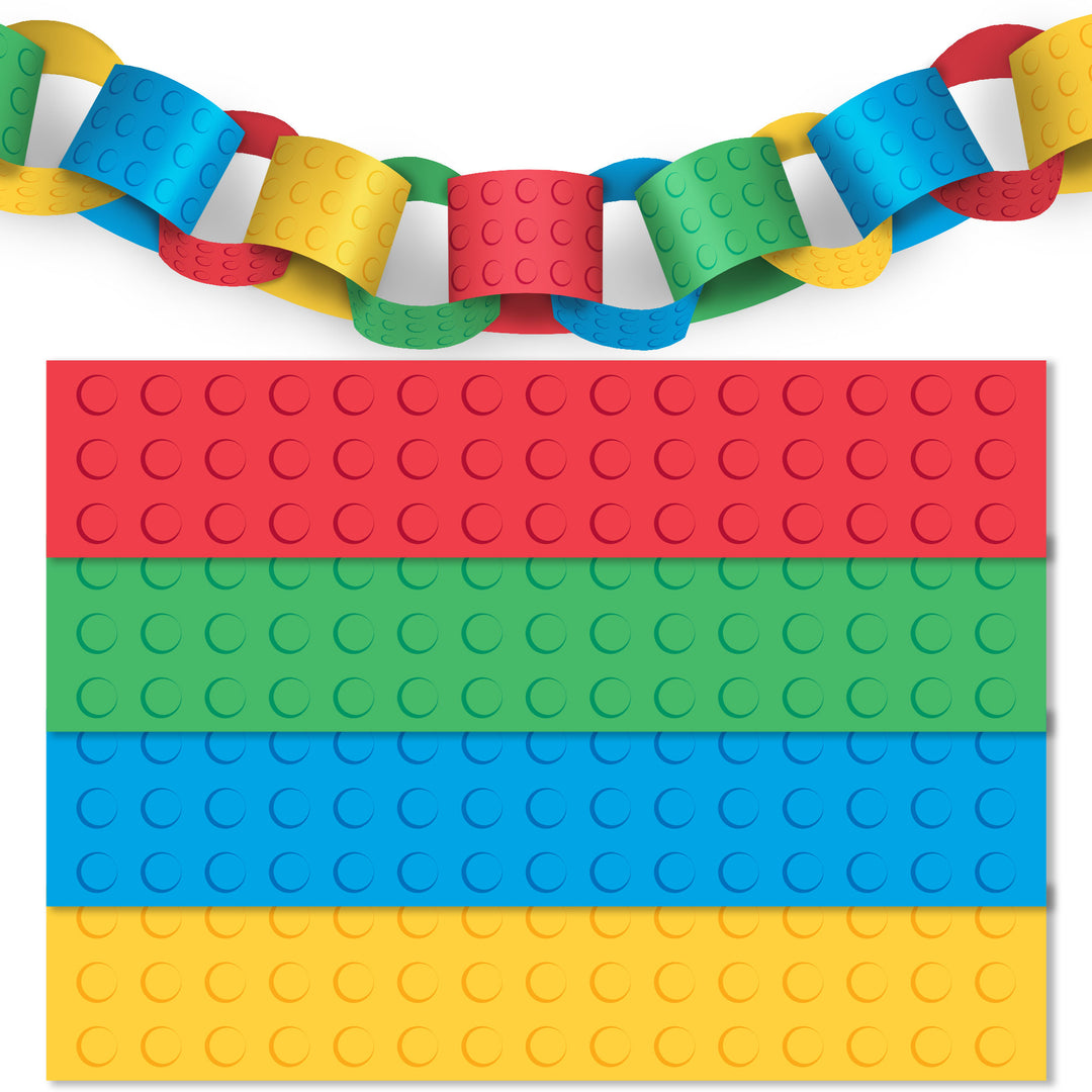 Colorful building blocks themed paper chains