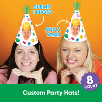Custom Face Building Blocks Cone Hat - 8 Ct