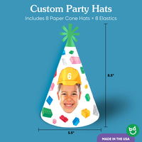 Custom Face Building Blocks Cone Hat - 8 Ct