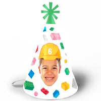 Custom Face Building Blocks Cone Hat - 8 Ct