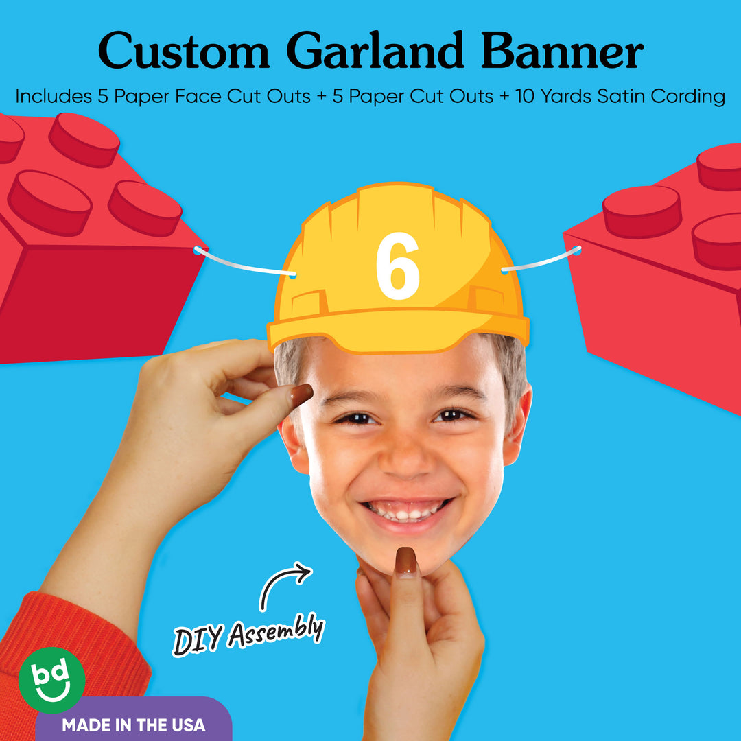 Custom Face Garland Banner - Building Blocks