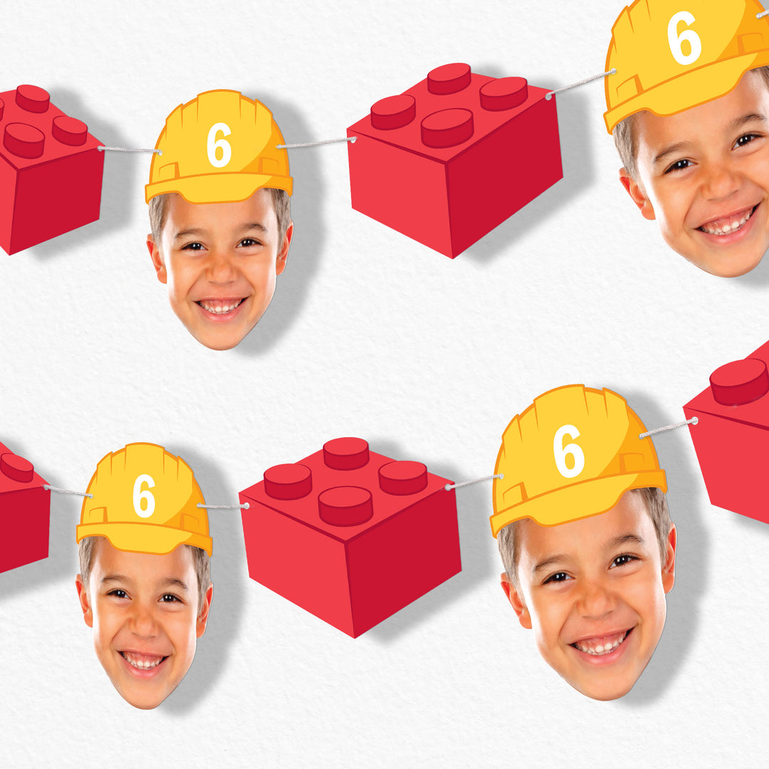 Custom Face Garland Banner - Building Blocks