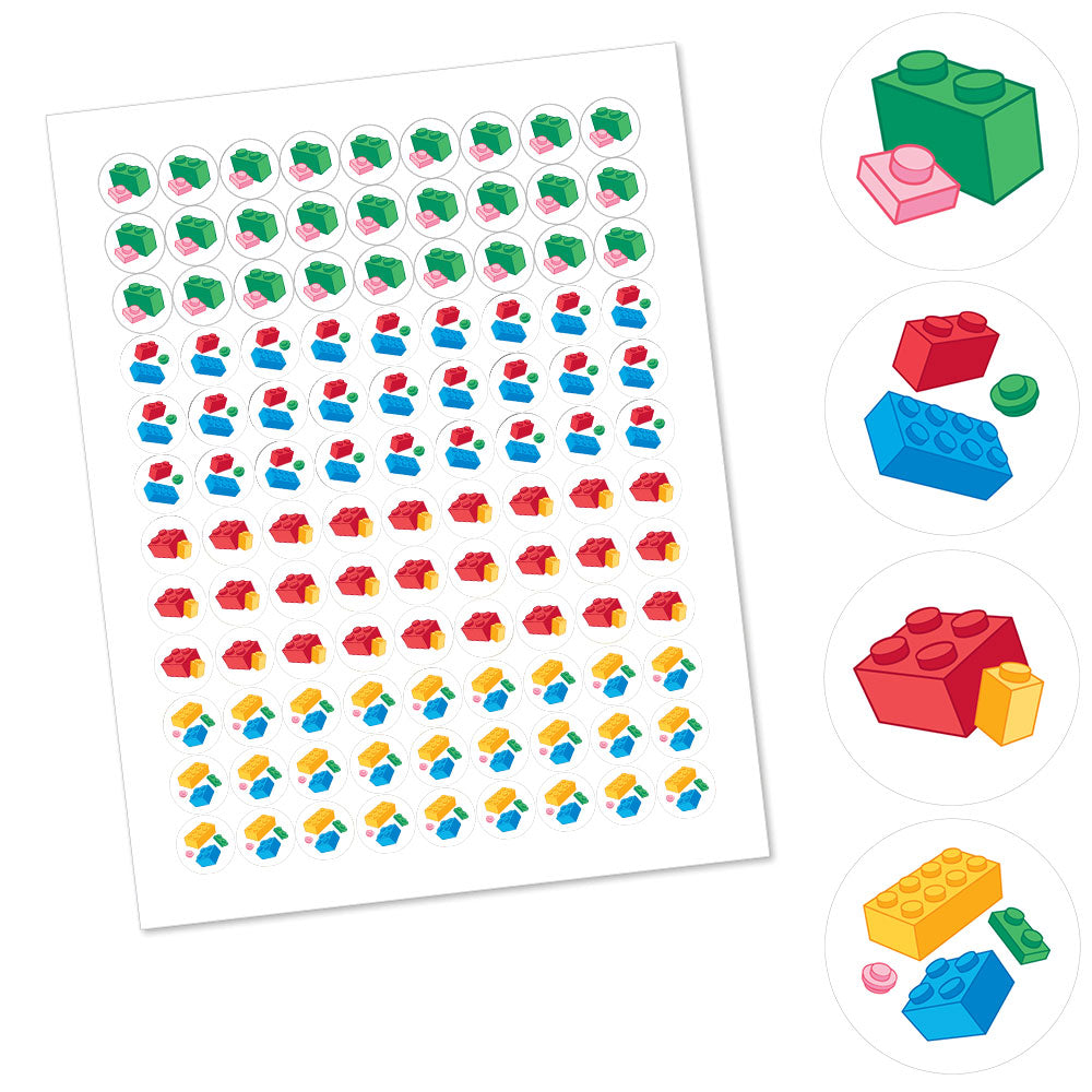 Building Blocks Candy Stickers - 1 Sheet of 108
