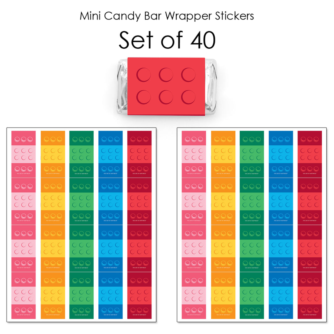 Building Blocks Mini Candy Bar Wrapper Stickers - 40 Ct