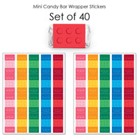 Building Blocks Mini Candy Bar Wrapper Stickers - 40 Ct