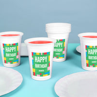 Custom Face Party Cups - Building Blocks - 16 Ct