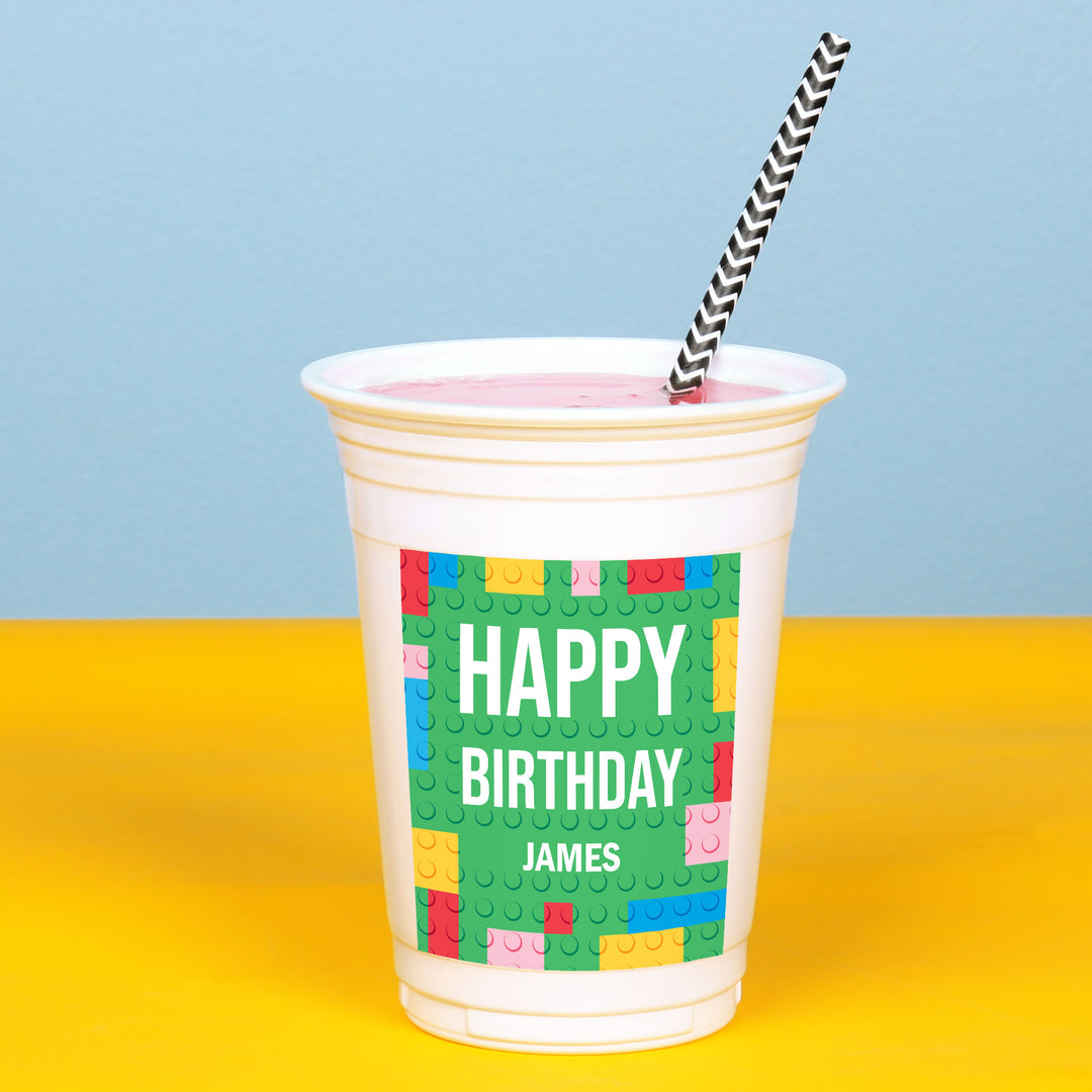 Custom Face Party Cups - Building Blocks - 16 Ct