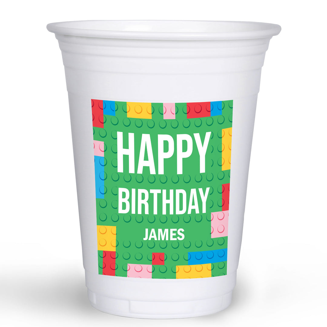 Custom Face Party Cups - Building Blocks - 16 Ct