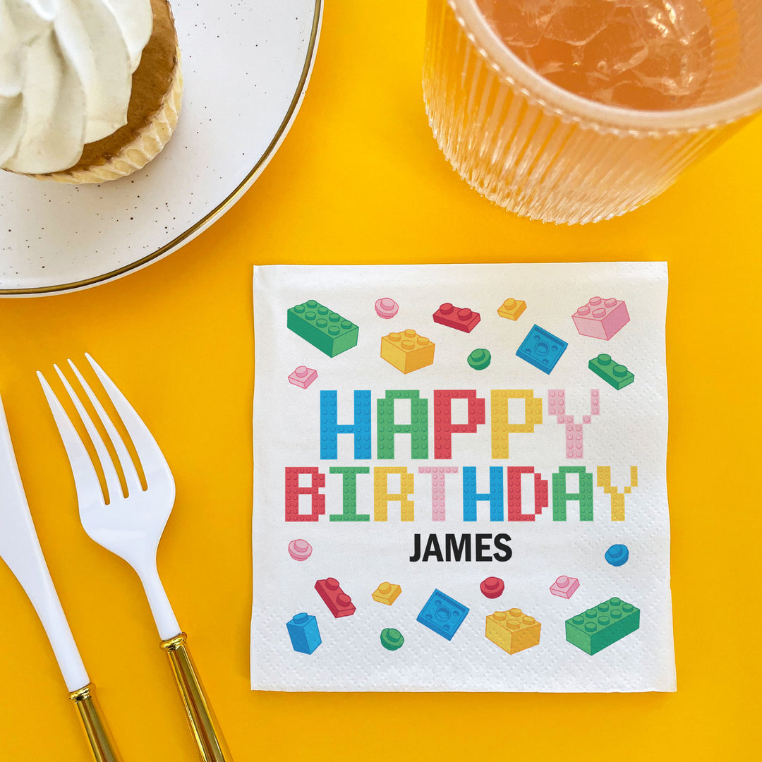 Custom Text Napkins - Building Blocks - 50 Ct