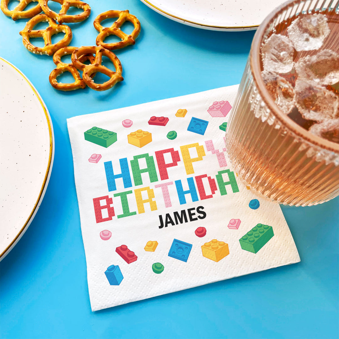 Custom Text Napkins - Building Blocks - 50 Ct