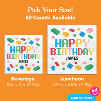 Custom Text Napkins - Building Blocks - 50 Ct