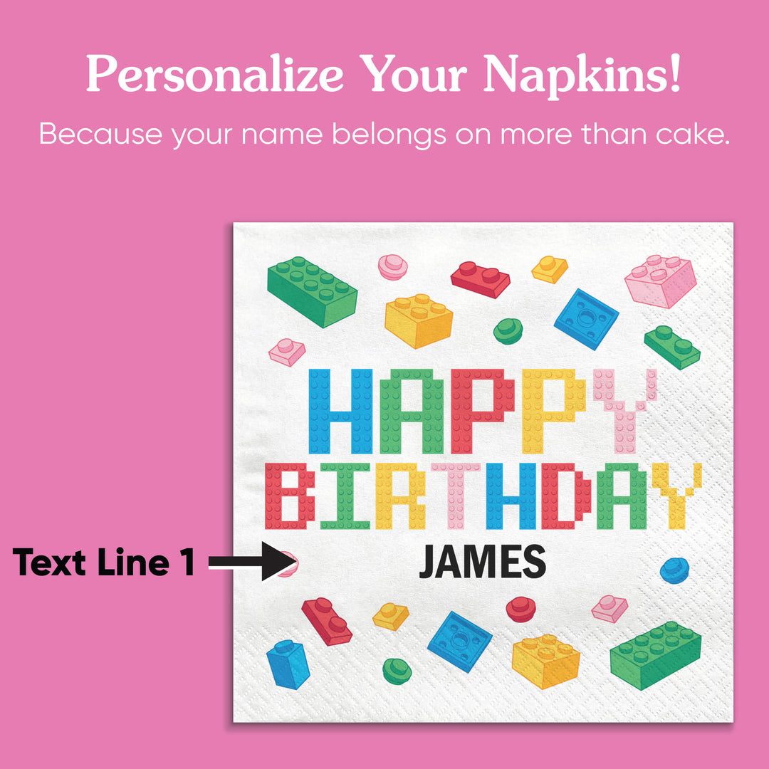 Custom Text Napkins - Building Blocks - 50 Ct