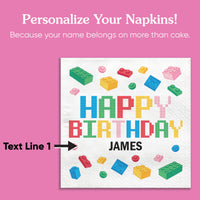 Custom Text Napkins - Building Blocks - 50 Ct