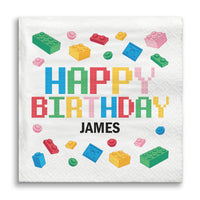 Custom Text Napkins - Building Blocks - 50 Ct