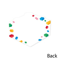 Colorful blocks card on a white background with 'Back' text at the bottom.