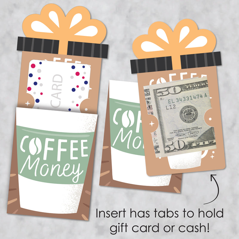But First, Coffee - Cafe Themed Party Money and Gift Card Sleeves - Nifty Gifty Card Holders - Set of 8