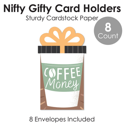 But First, Coffee - Cafe Themed Party Money and Gift Card Sleeves - Nifty Gifty Card Holders - Set of 8