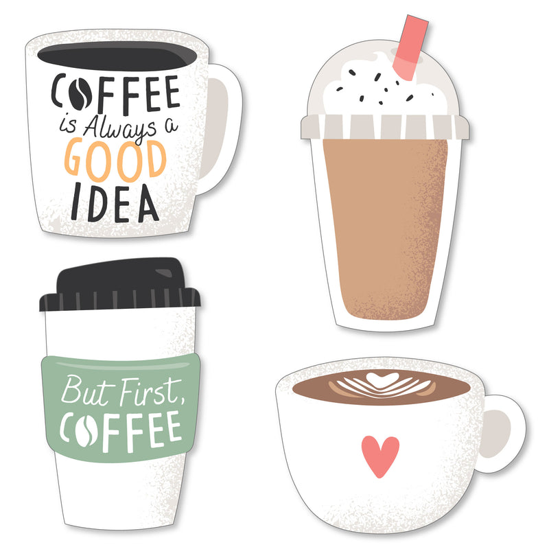 But First, Coffee - DIY Shaped Cafe Themed Party Cut-Outs - 24 Count
