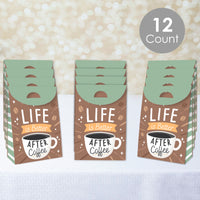 But First, Coffee - Cafe Themed Gift Favor Bags - Party Goodie Boxes - Set of 12