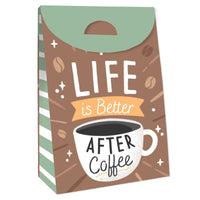 But First, Coffee - Cafe Themed Gift Favor Bags - Party Goodie Boxes - Set of 12