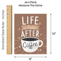 But First, Coffee - Unframed Kitchen Linen Paper Wall Art - Set of 4 - Artisms - 8 x 10 inches